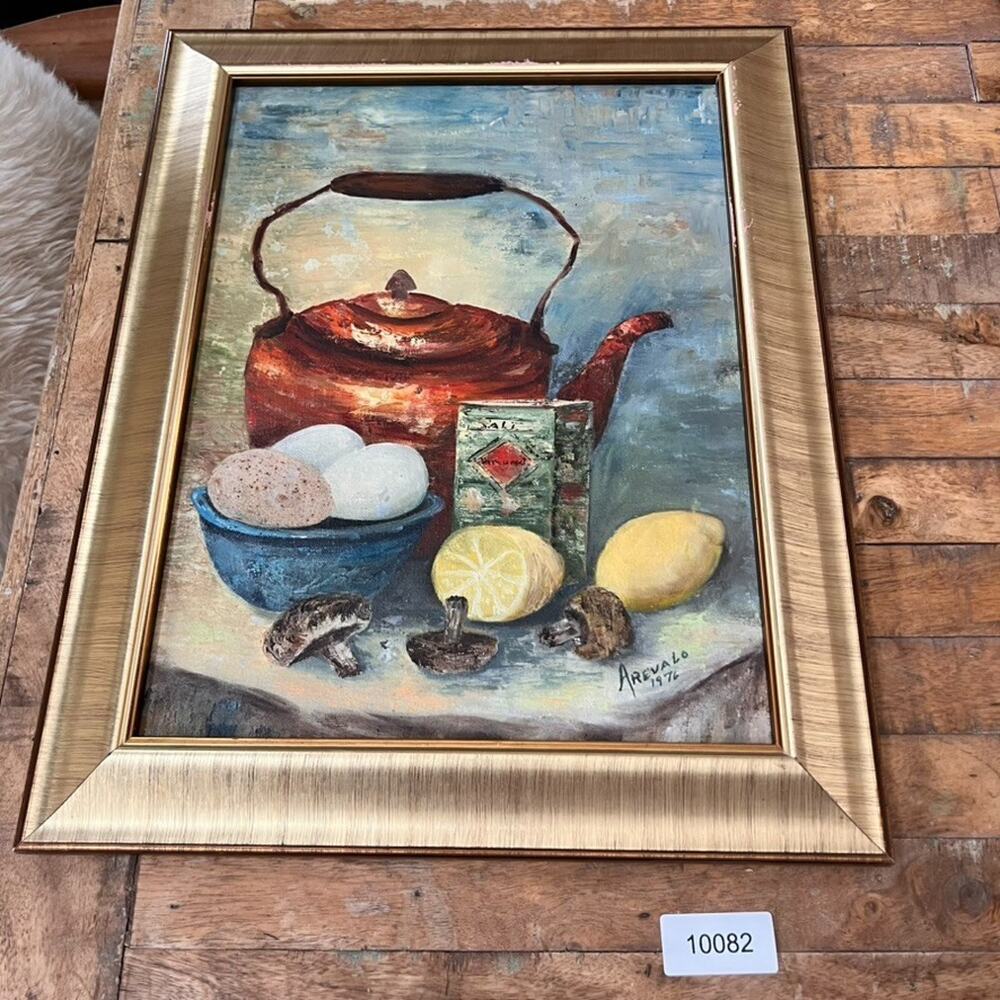 Framed Oil Canvas Still Life Painting 19.5 x 15.5 signed "Arevalo 1976" - Picture 16 of 16